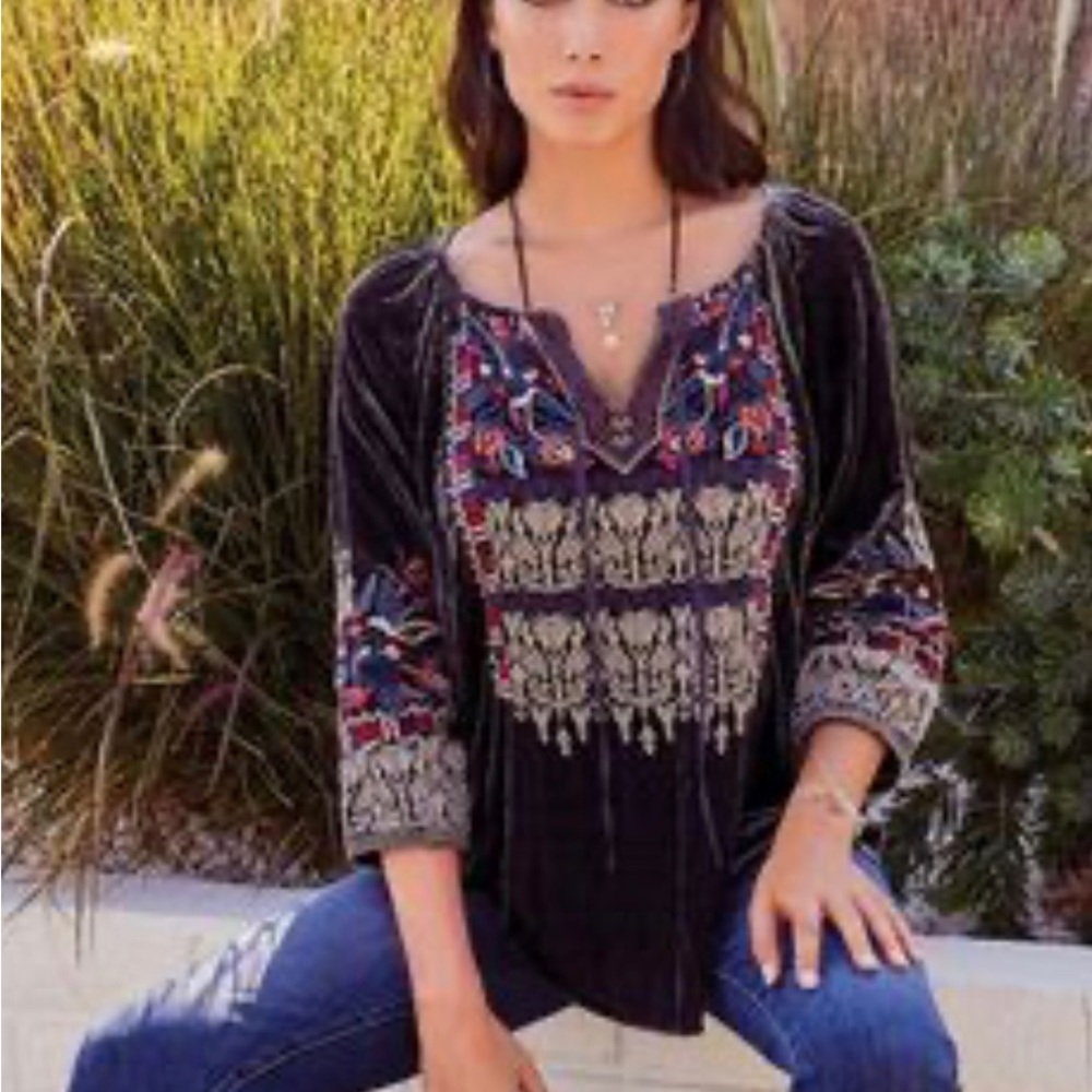 Johnny Was velvet small blouse